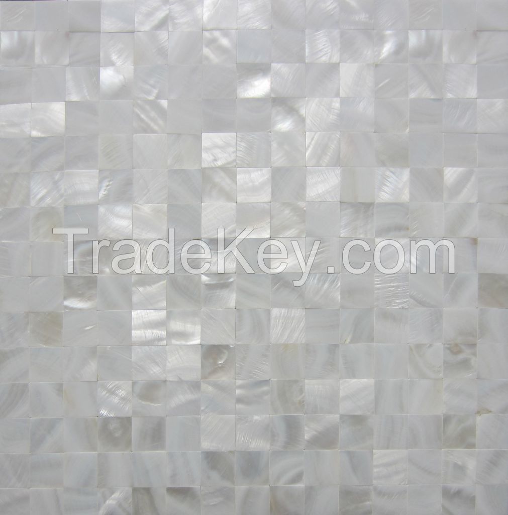 Pure white shell mosaic tiles;natural mother of pearl shell tiles