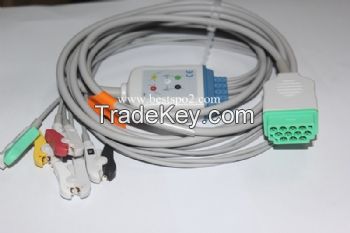 GE-Marquette One-piece 5-Lead ECG Cable with leadwires