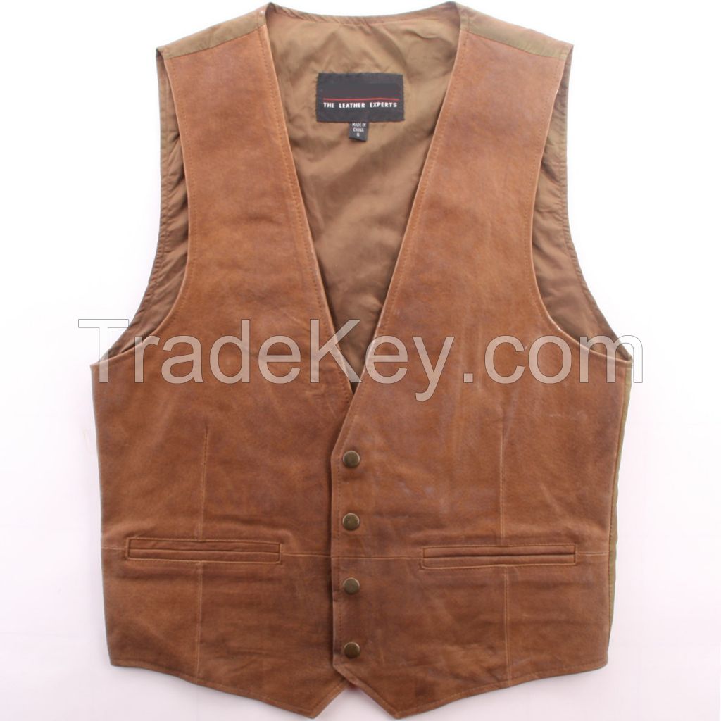 leather Vest Classic Western Cowboy mens Motorcycle Environmental prot