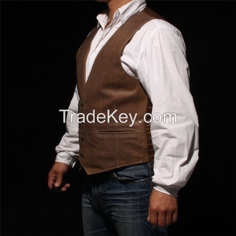 leather Vest Classic Western Cowboy mens Motorcycle Environmental prot