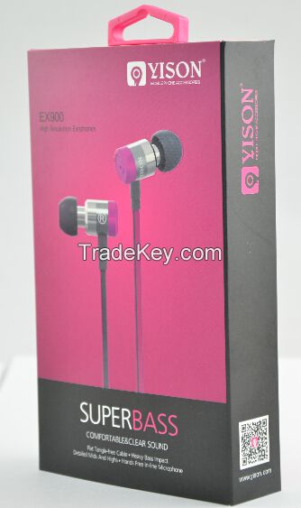 YISON   EX900 in ear good sound quality earphone for iphone