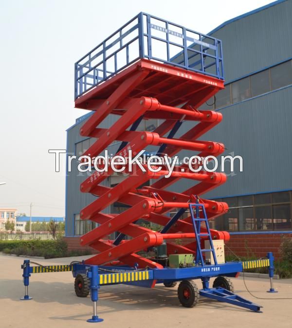 four wheel mobile scissor lift platform