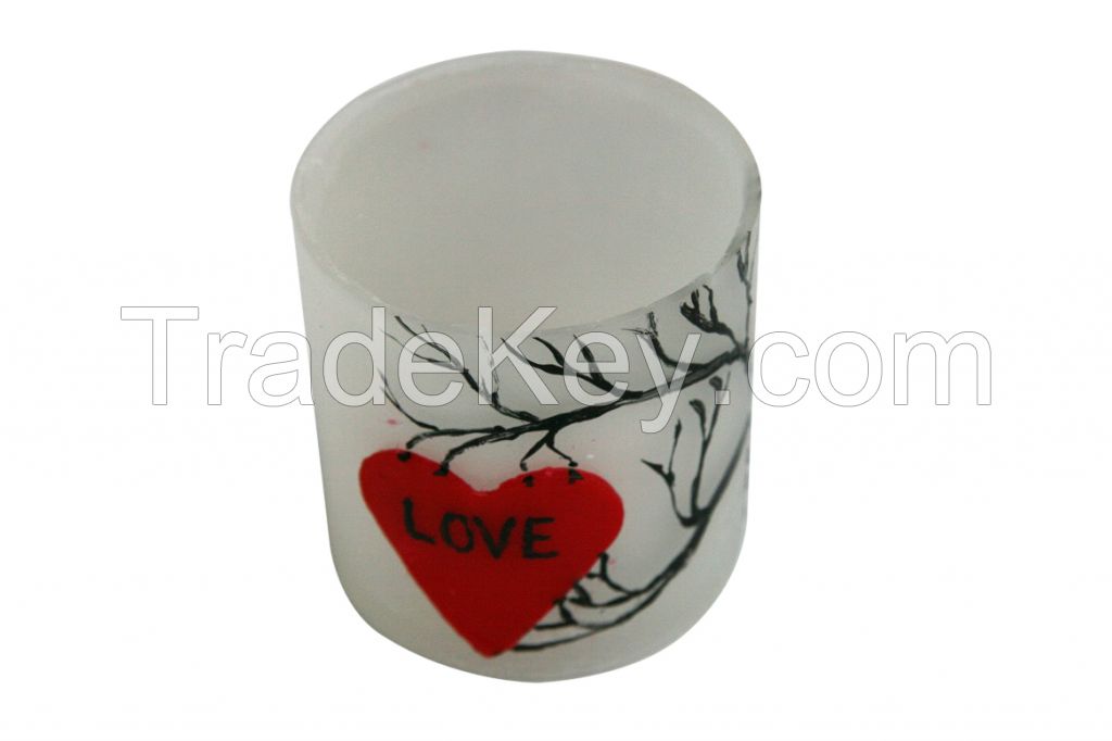 valentine's day hand painted candle