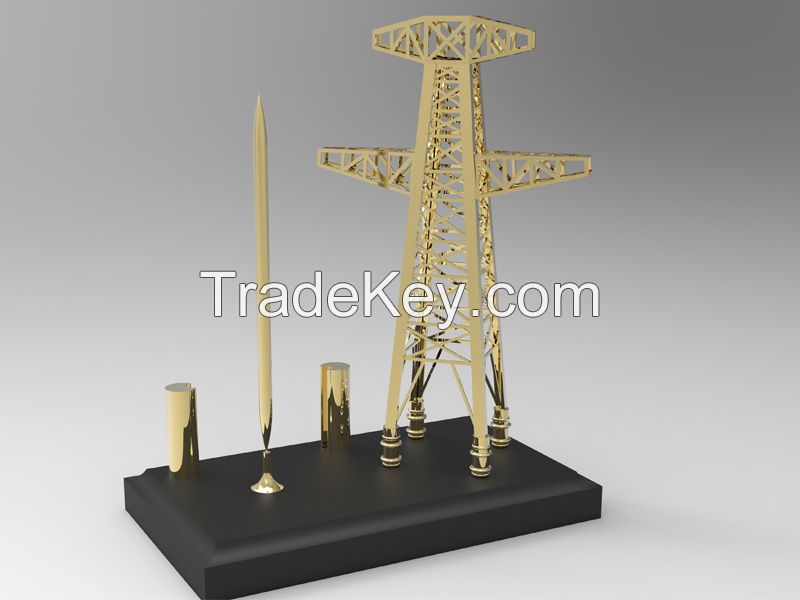 Diecast Electric Power Tower Model with Name Card Holder and Pen Holder