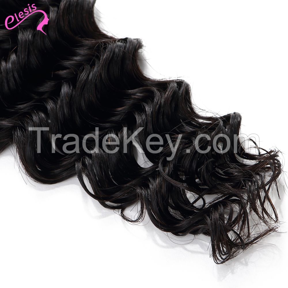 ELESIS Virgin Hair Product 1 piece Deep Wave Human Virgin Hair Extensions