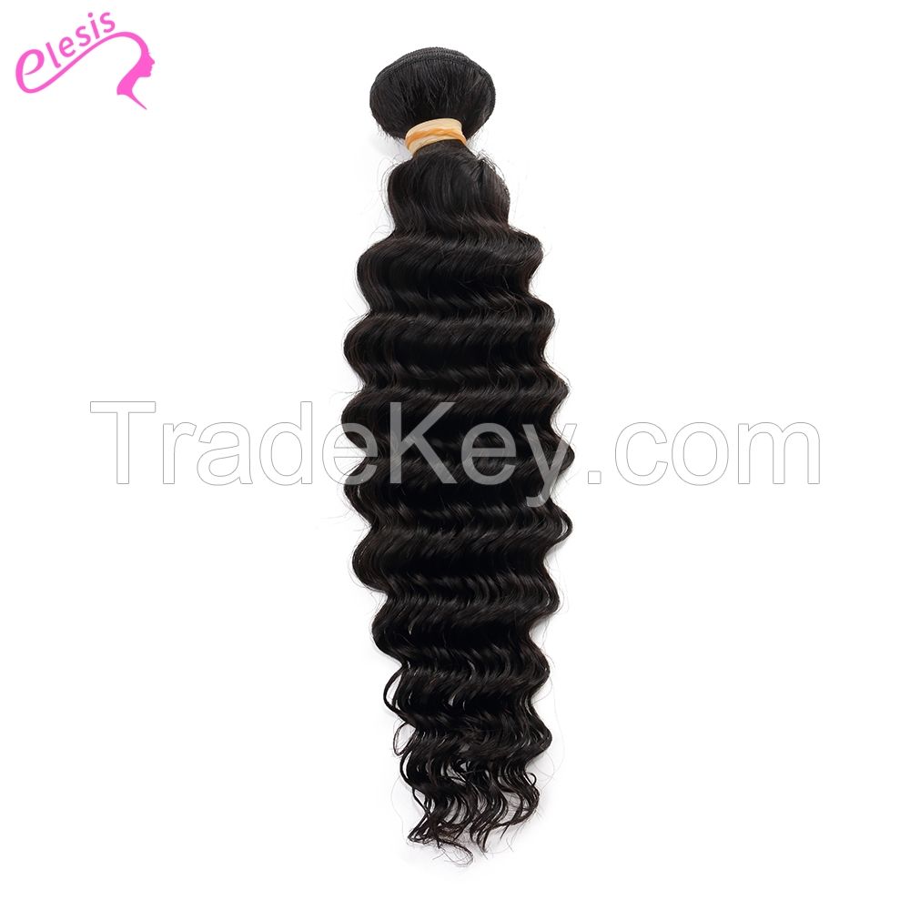 ELESIS Virgin Hair Product 1 piece Deep Wave Human Virgin Hair Extensions