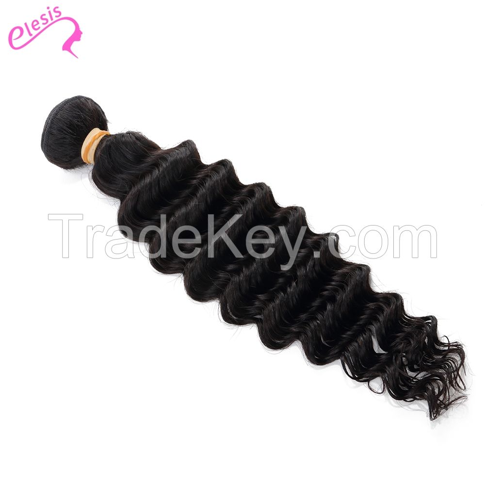 ELESIS Virgin Hair Product 1 piece Deep Wave Human Virgin Hair Extensions