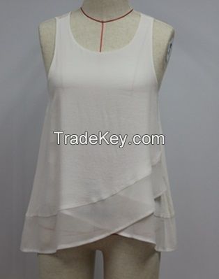 New design white chiffon womens tank tops China OEM factory