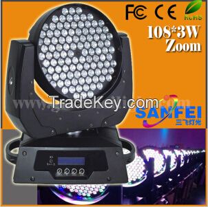 108PCS *3W Zoom LED Mini Moving Head RGBW Wash Light 380W