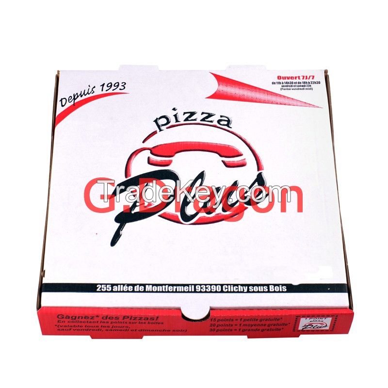 Customized 1-6 Color Flexo Printing Low MOQ Take-Away Pizza Box