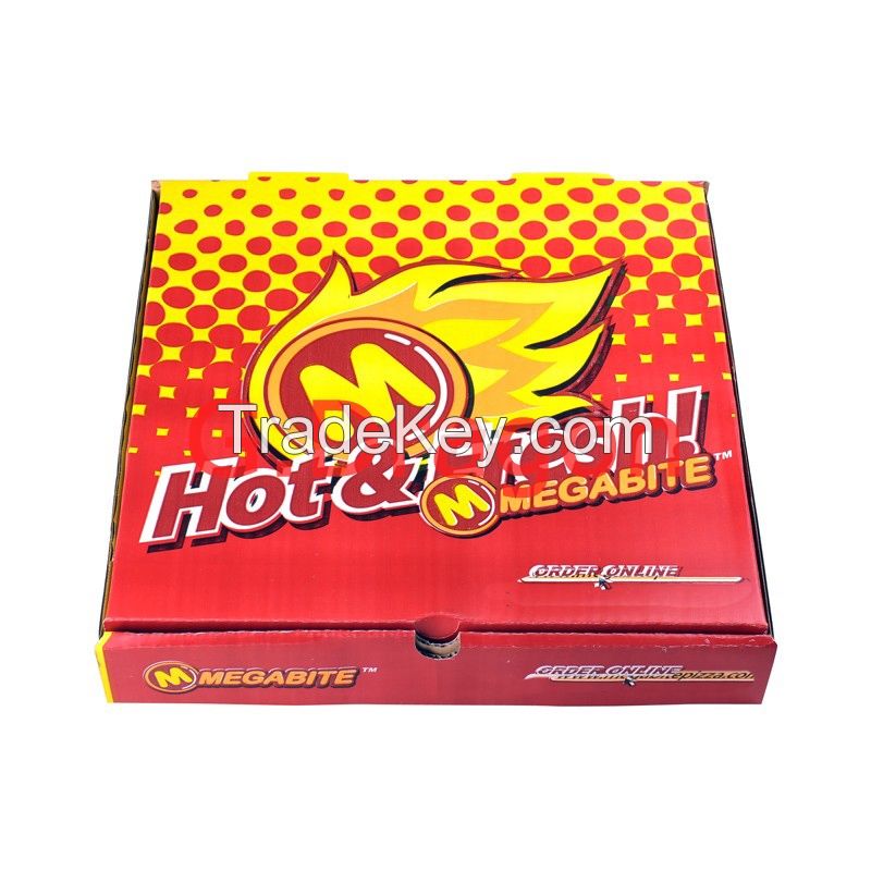 Customized 1-6 Color Flexo Printing Low MOQ Take-Away Pizza Box