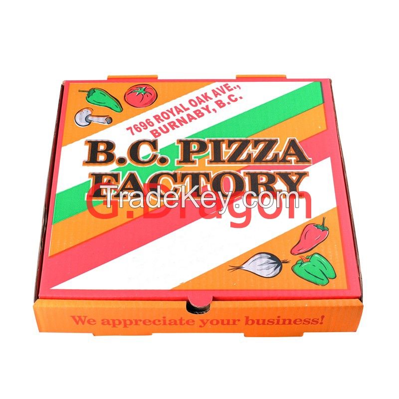 Customized 1-6 Color Flexo Printing Low MOQ Take-Away Pizza Box