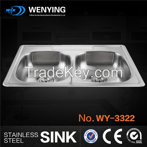 stainless steel laboratory bar sink with two hole two drain