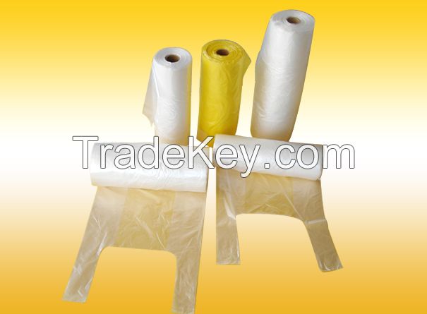 HDPE Plastic t-shirt bags on roll