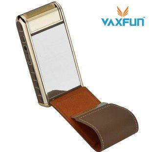 Leather Cover Shaver with Mirror
