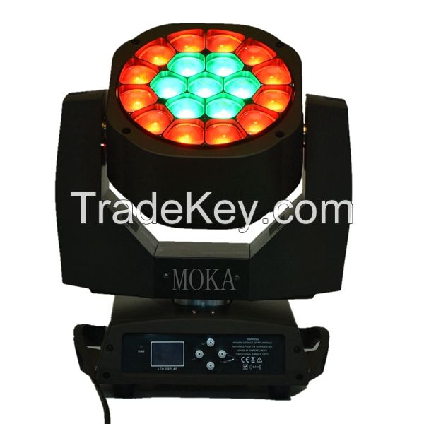 19x15W RGBW 4in 1 LED Bee Eye Moving Head Light  Disco lighting for Concert/Party/Stage