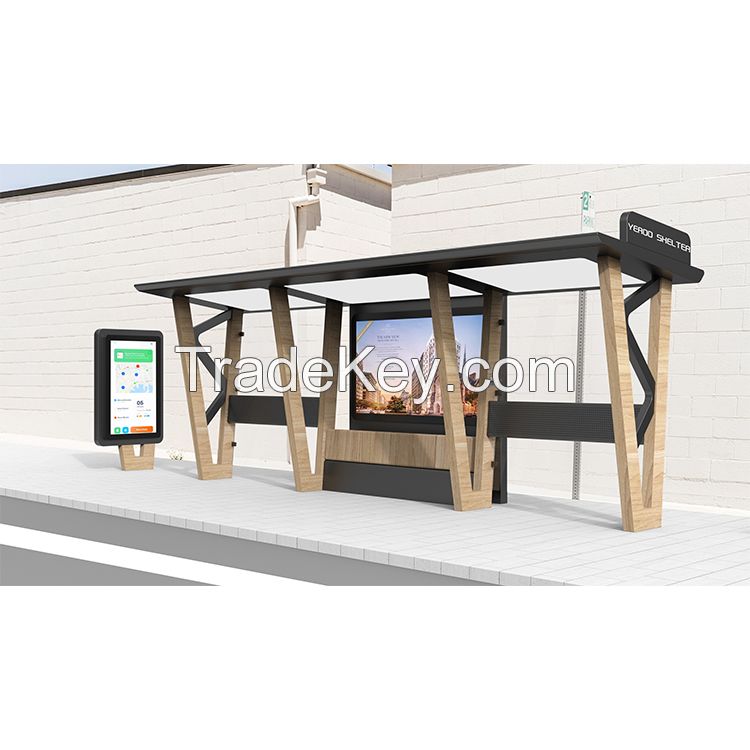 Outdoor Prefabricated School Fiberglass Bus Stop Shelter With Electronic Bus Stop Display