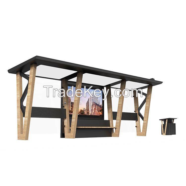 Outdoor Prefabricated School Fiberglass Bus Stop Shelter With Electronic Bus Stop Display