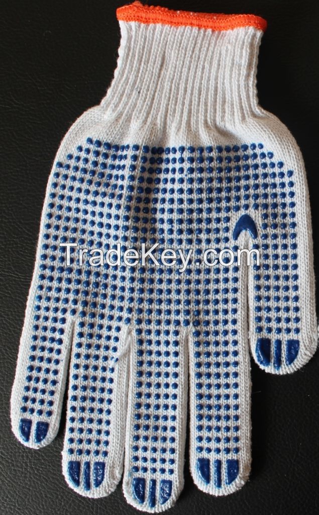 PVC Dots on SIngle Side, 7G/10G Knitted poly/cotton knitted lining