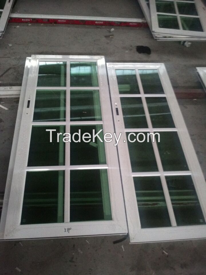 White color aluminum sliding door with aluminum grids