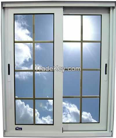 double tempered glass sliding window with grills