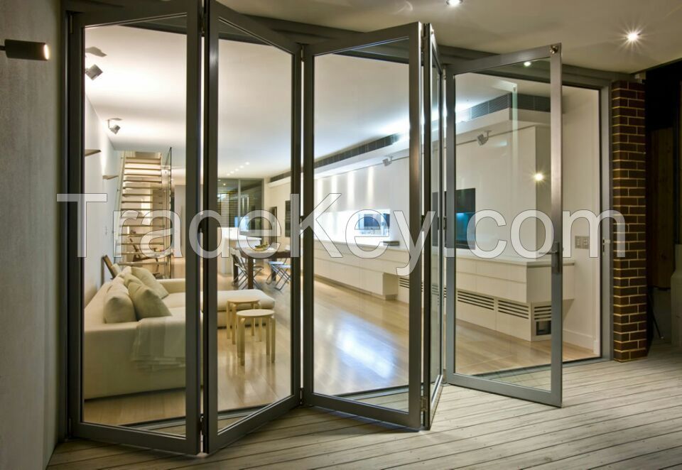 aluminum double glass accordion door Made in China