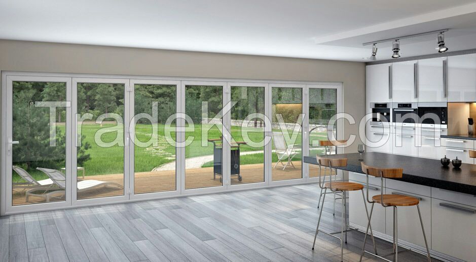 High Quality Aluminum Tempered Glass Sliding bifolding Door