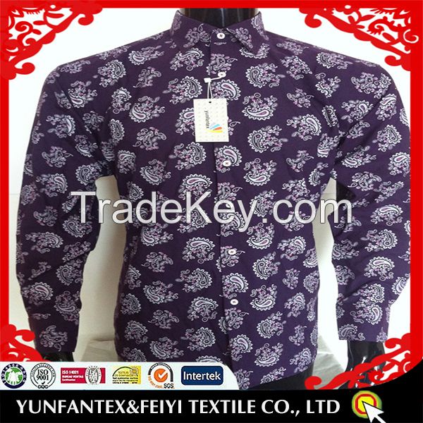 2015 latest long sleeve fashion casual cotton printed shirt