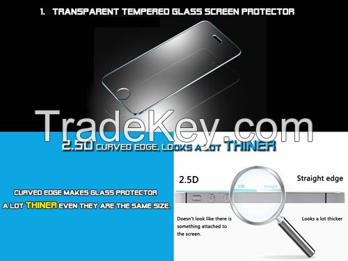 Transparent tempered glass screen protector for iphone 6/6plus 5/5s/5c samsung s6/s6 edge note4