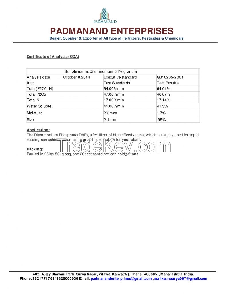 Urea, DAP, MAP, NPK compound fertilizer and NPK water soluble