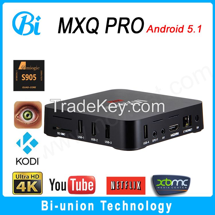 2016 mxq pro tv box android 5.1 4K S905 OTT TV BOX KODI 16.0 Full Loaded