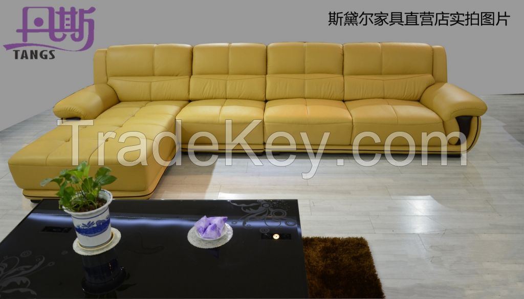 Hot sales leather sofa genuine sectional sofa restaurant furniture