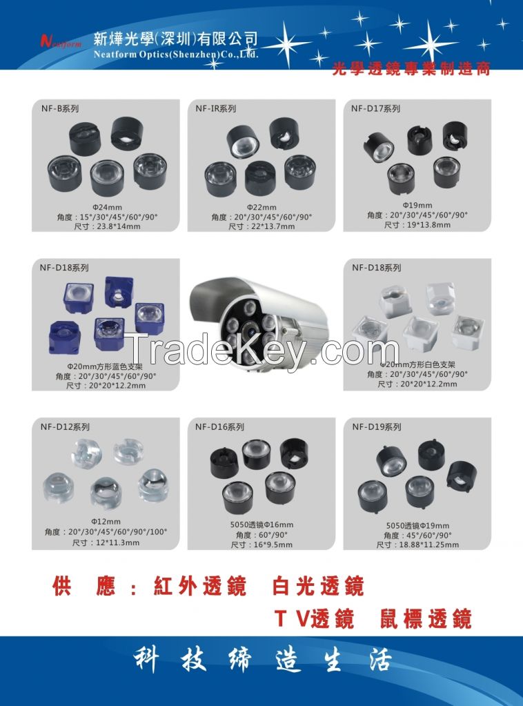 Infrared Lens Diameter 24mm  B series with holder Various angles  Samples are presented free