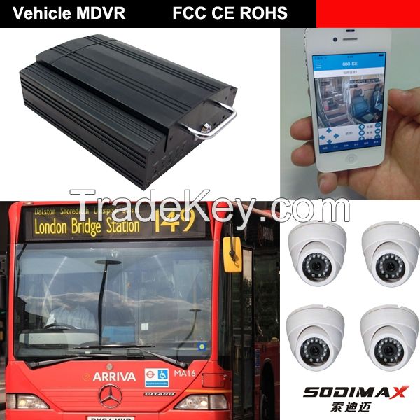 Bus managing 4- channel mobile dvr recorder /car rearview mirror camera dvr with GPS 3G wifi G-sensor