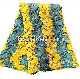 Leaf design embroidered high quality african cord lace fabric for wedding F50284
