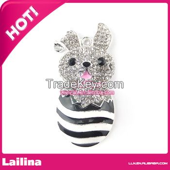 High Quality Rhinestone&Enamel Bunny Pendant for colthing