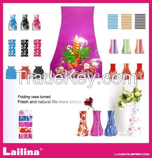 p.v.c foldable plastic vase for flower