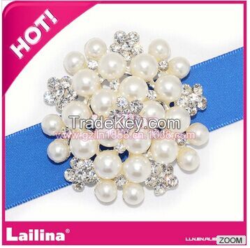 Fashion crystal pearl rhinestone brooch/button for decoration