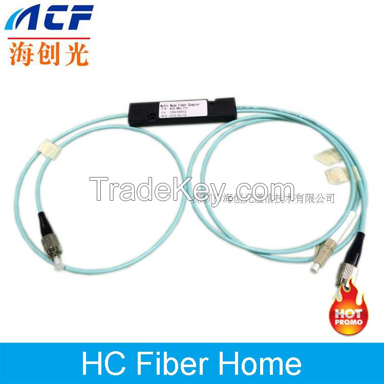 High Quality FBT 1*2 Port MM OM3 FBT Fiber Optic Splitter FC/LC/SC/ST Connectors  Available