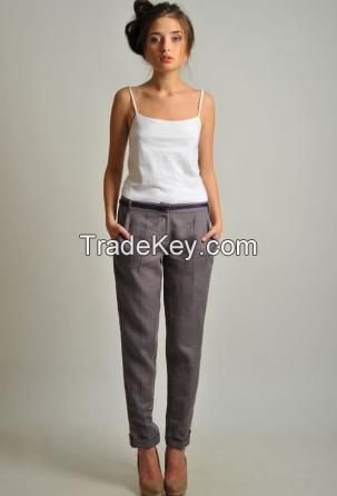 woman Pants & Trousers 100% linen. Made in Italy