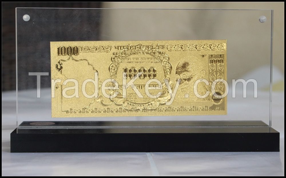Hot Custom Indian Rupee Gold Banknote For Collection