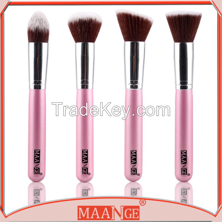 MAANGE Hot pink 4 pieces makeup brush kit with long handle brush