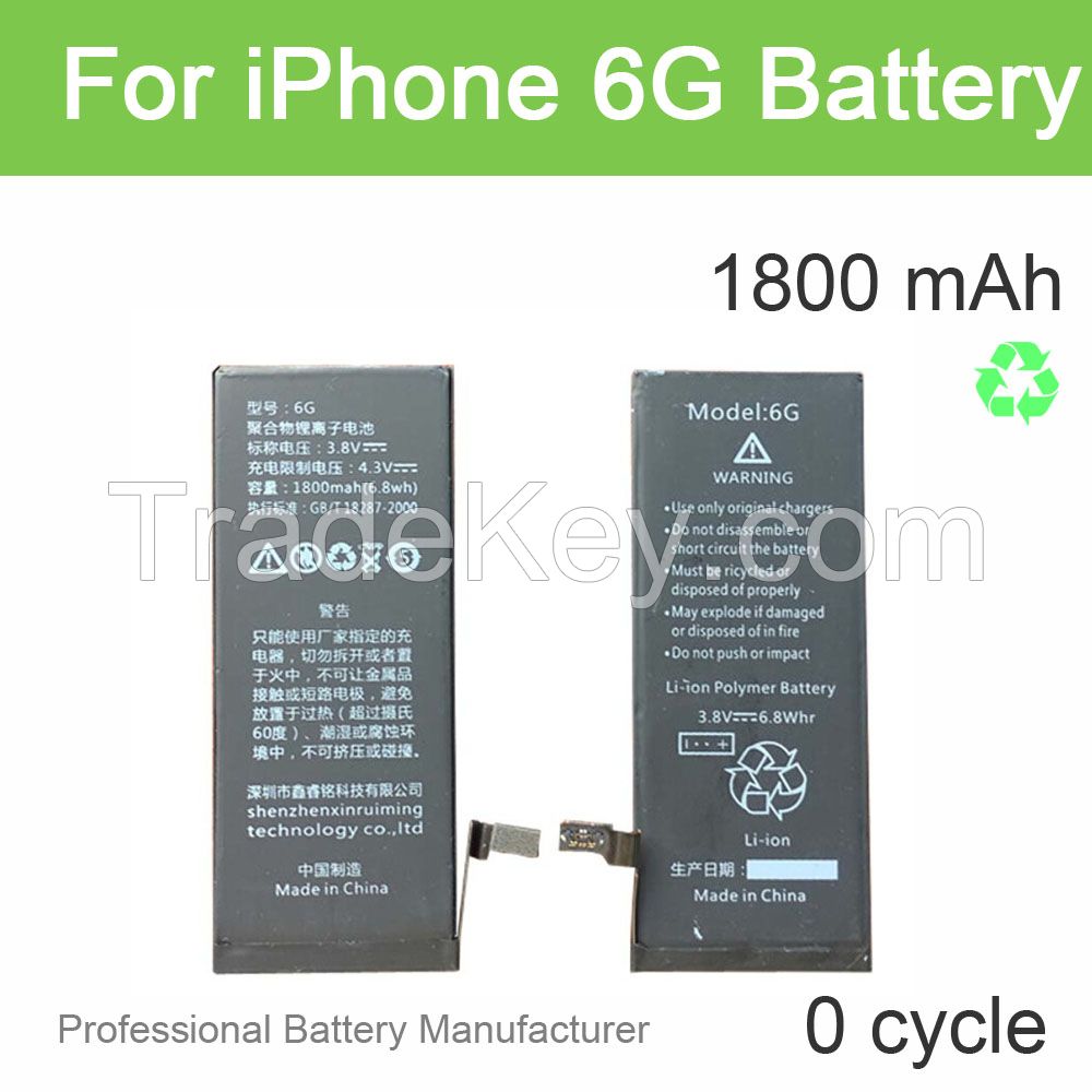 OEM/ODM 3.8V Li-ion Replacement Battery for iPhone 6 6G 0 Cycle Intern