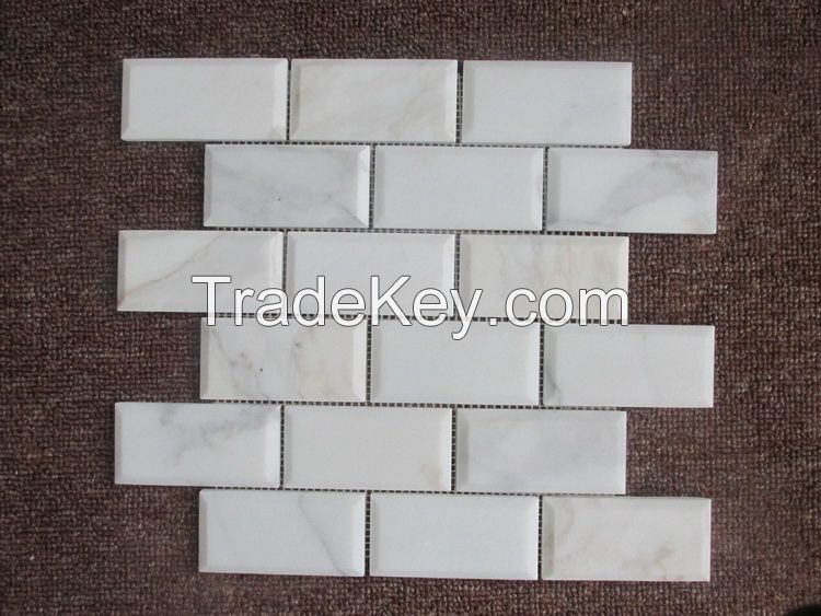 Calacatta Gold Marble Subway Brick Mosaic Tile