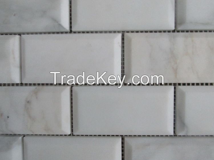 Calacatta Gold Marble Subway Brick Mosaic Tile