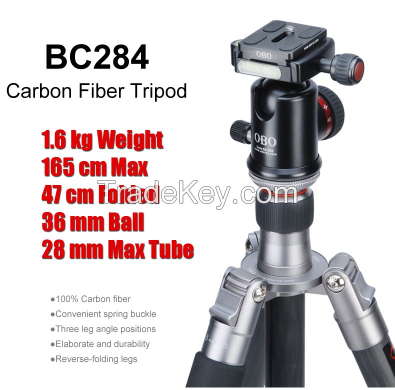 OBO BC284 100% Carbon Fiber high quality Professional Tripod for DSLR Camera