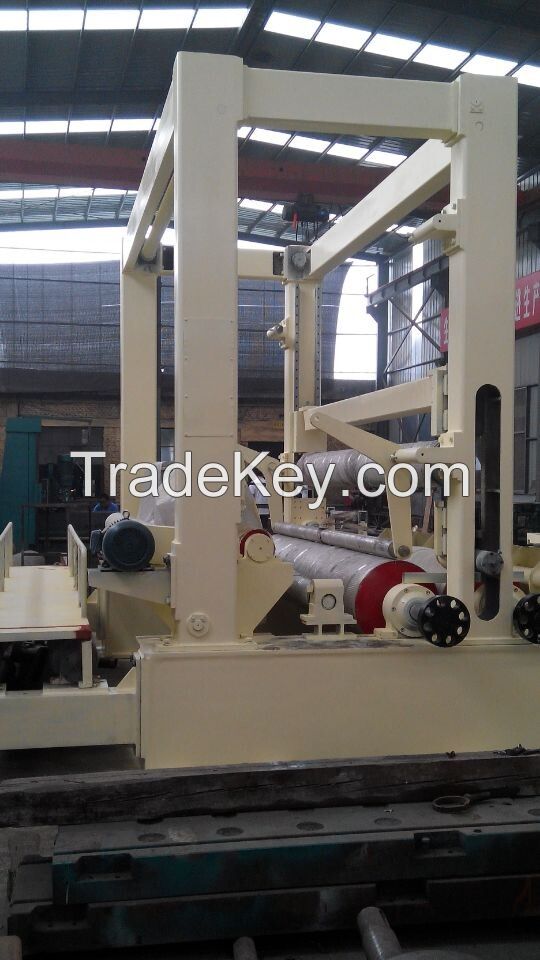 Down-lead slitting rewinder for paper processing paper roll slitter rewinder