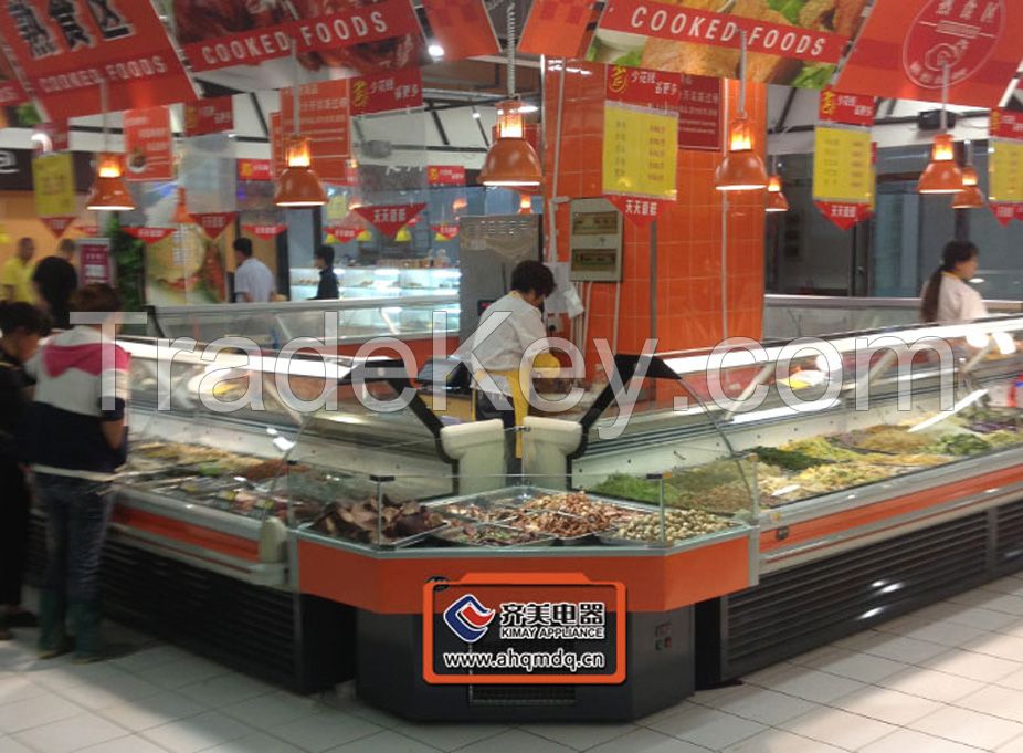 13SB Refrigerating freezer dispaly showcase cabinet for deli used in restaurant, hotel and supermaket (sliding door in the back)