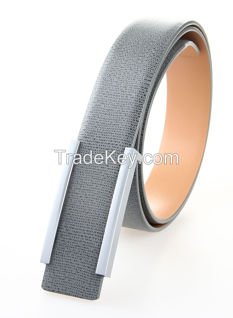 Classic Business Men Leather Belt, ceinture 100%cuir Italian Leather for Men Dressy Belts w/ Grey Color