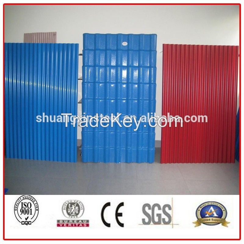 Color corrugated sheet, roofing sheet materials